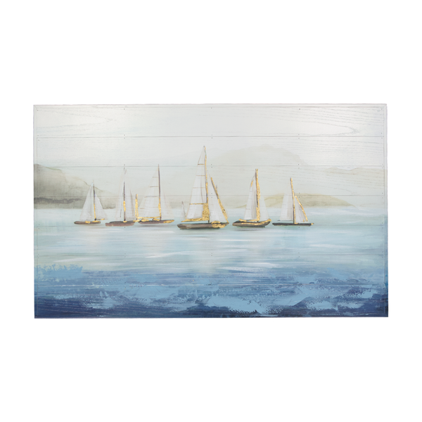 6 Sailing Boat At Sea Paint On Wood (0018-PM0266-0W)