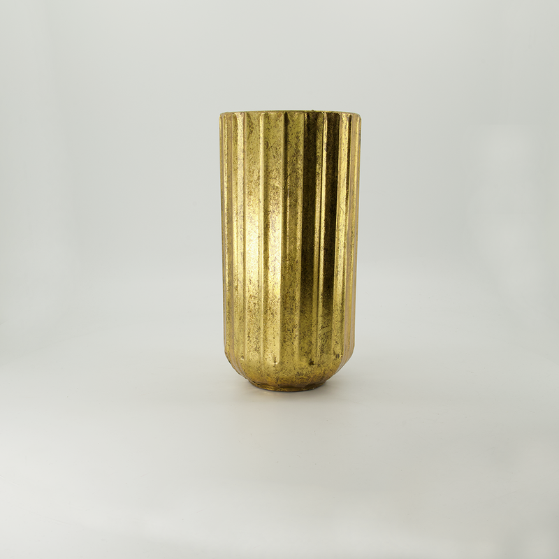 Gold Tall Round Metal Vase (7808-NM8209-0S)