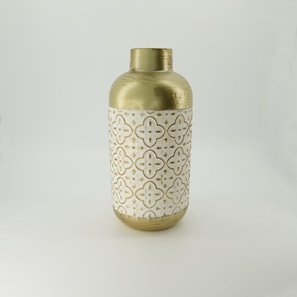 Gold & White Tall Metal Vase (7808-NM8212-0S)