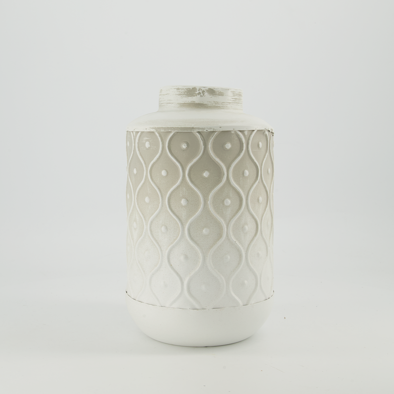 Nabil White Metal Vase - Small (7808-JM3026-0S)