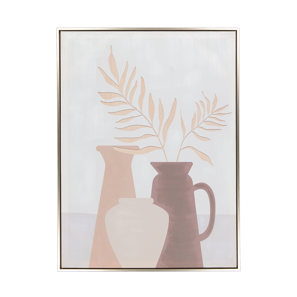 Rectangle Two Vase With Leaves Canvas Frame (0073-NM8242-00)