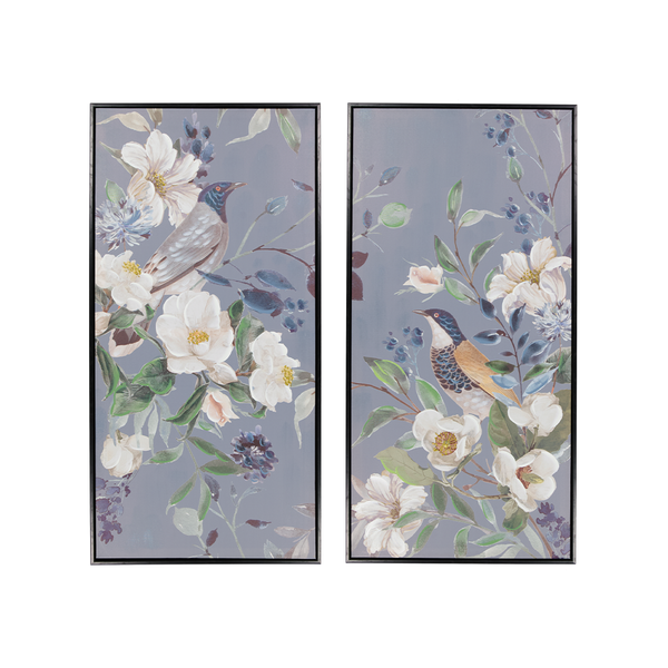 Rectangle Flowers Canvas With Frame - Set of 2 (0073-NM8246-S2)