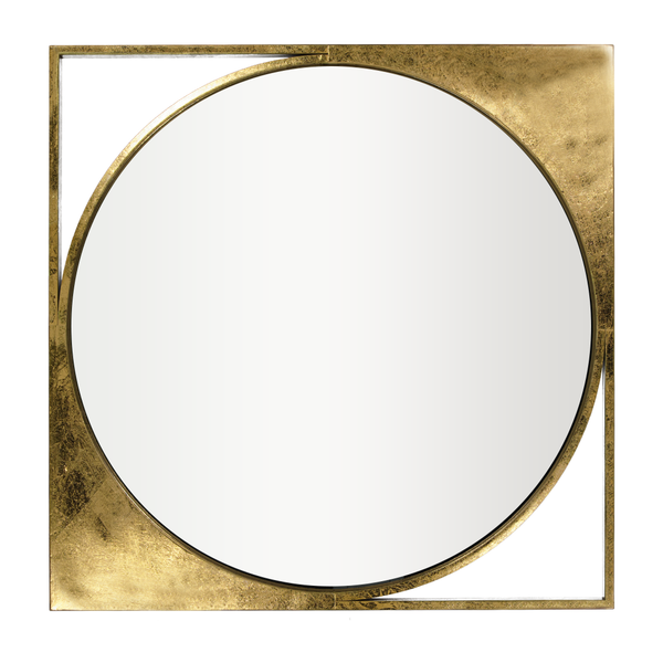 Square Metal Round Wall Mirror (7808-NM8211-MR)