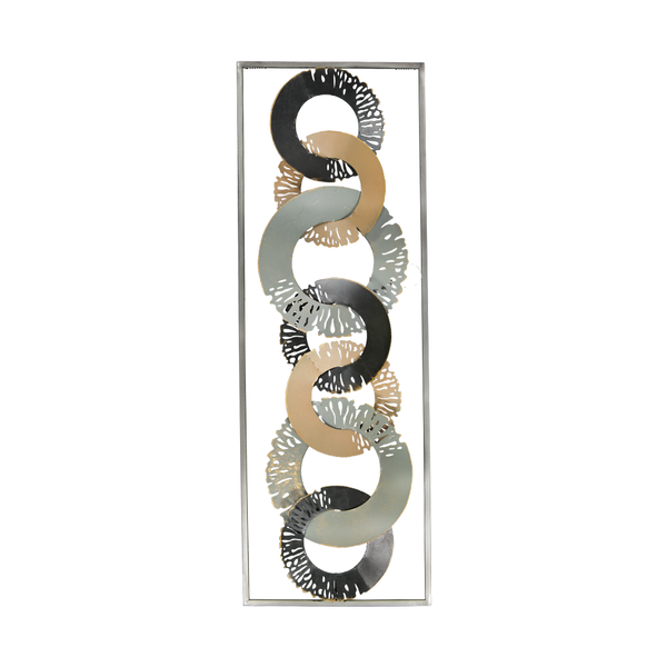 Linked Circles Metal Wall Art With Frame  (7528-GM3652-00)